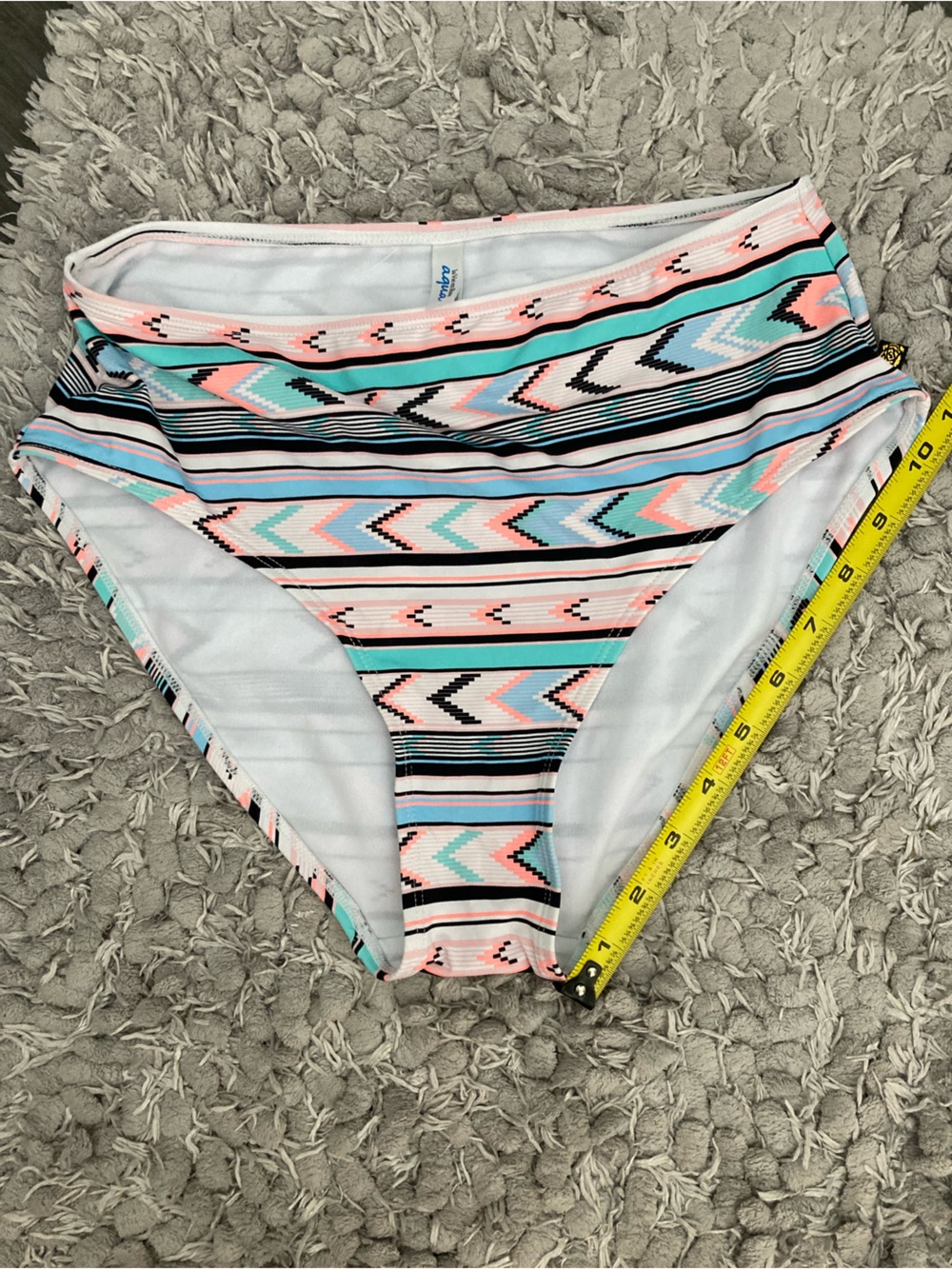 High Waist Women's Swim Bottoms in Pastel Aztec Print